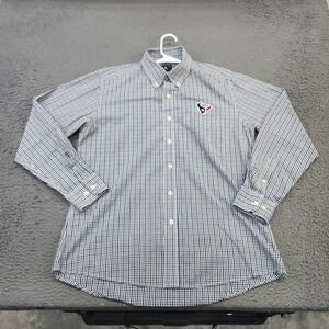 Houston Texans Shirt Mens Large Long Sleeve Blue Checkered NFL Football Antigua